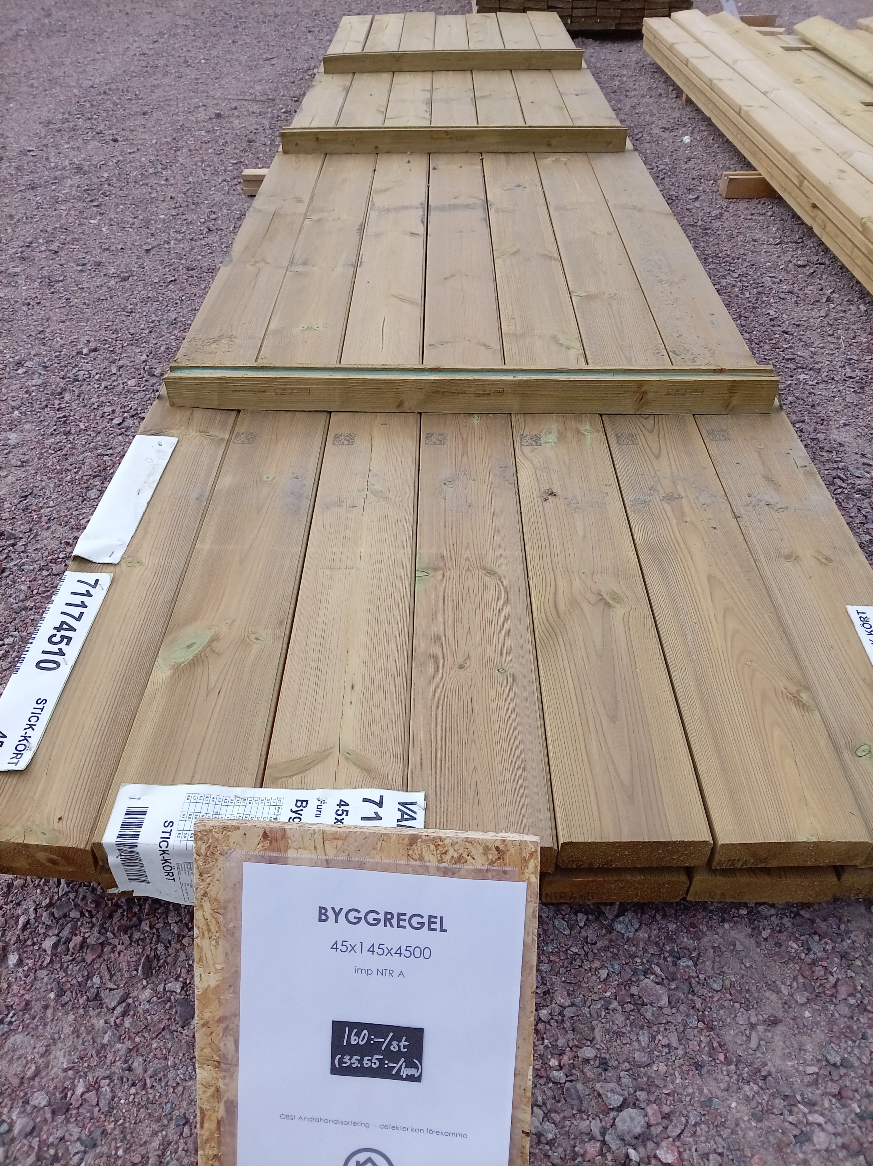 Byggregel Impregnerat 45x145x4500