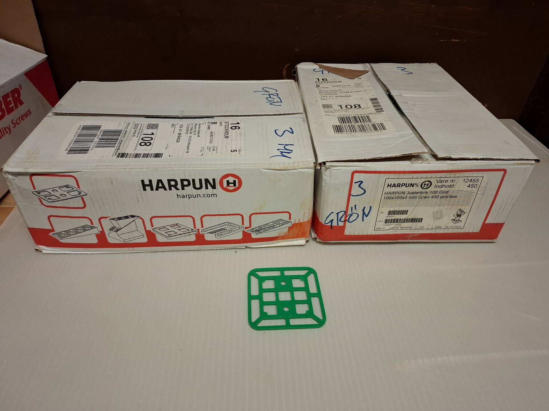 Pallningsbricka grön, paket, Räddad